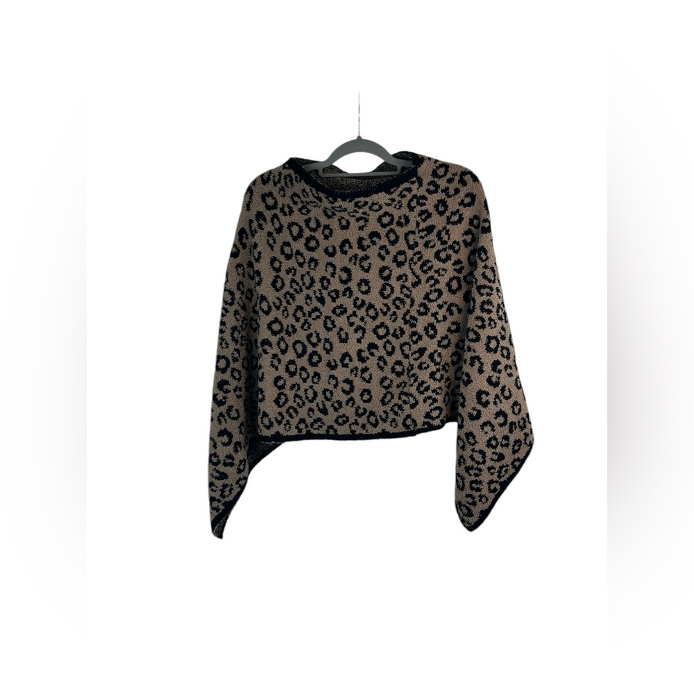 Comfyluxe animal print soft‎ cozy pullover poncho shawl